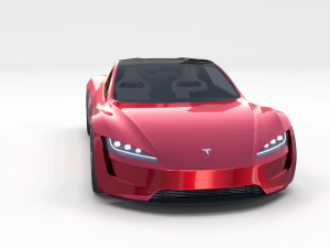 Tesla Roadster com interior Modelo 3D