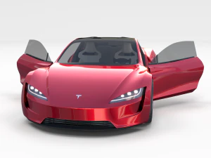 Tesla Roadster com interior Modelo 3D