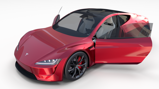 tesla roadster with interior 3Dモデル .c4d .max .obj .3ds .fbx .stl .blend 