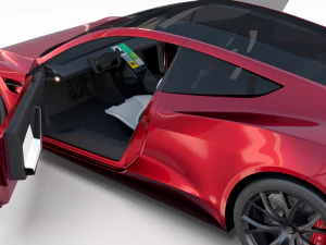 Tesla Roadster com interior Modelo 3D