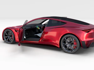Tesla Roadster com interior Modelo 3D