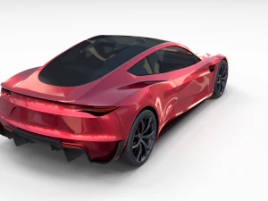 Tesla Roadster com interior Modelo 3D