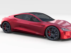 Tesla Roadster com interior Modelo 3D