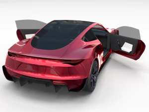 Tesla Roadster com interior Modelo 3D