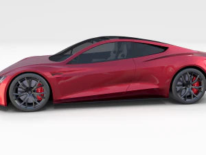 Tesla Roadster com interior Modelo 3D