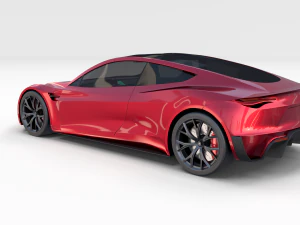 Tesla Roadster com interior Modelo 3D