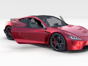 Tesla Roadster com interior Modelo 3D