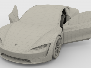 tesla roadster with interior 3Dモデル
