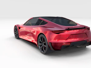 Tesla Roadster com interior Modelo 3D