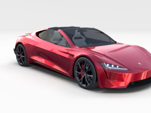 Tesla Roadster com interior Modelo 3D