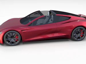 Tesla Roadster com interior Modelo 3D