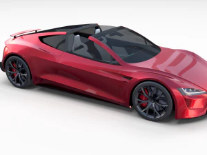 Tesla Roadster com interior Modelo 3D