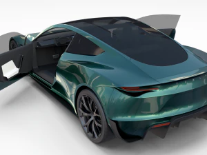 tesla roadster green with interior 3D Model