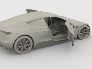 tesla roadster green with interior 3D Модель