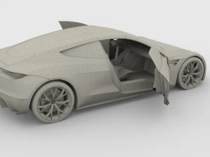 tesla roadster green with interior 3D Model