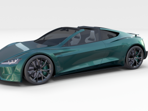 tesla roadster green with interior 3D Модель