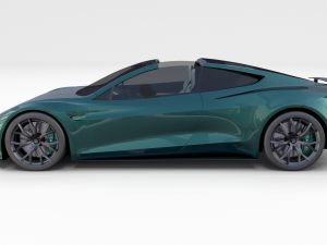 tesla roadster green with interior 3D Модель