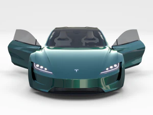 tesla roadster green with interior 3D Model