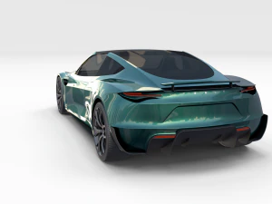 tesla roadster green with interior 3D Model