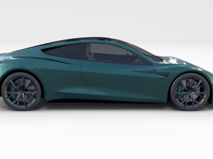 tesla roadster green with interior 3D Модель