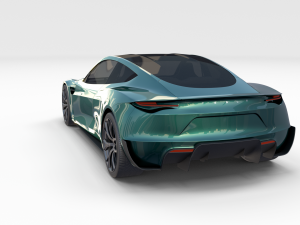 tesla roadster green with interior 3D Модель