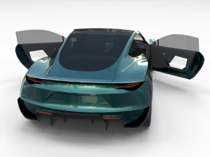 tesla roadster green with interior 3D Model