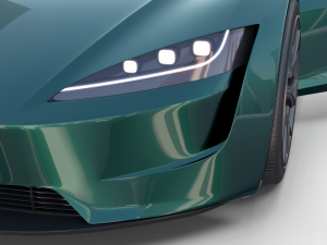 tesla roadster green with interior 3D Модель