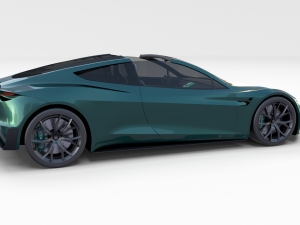 tesla roadster green with interior 3D Модель