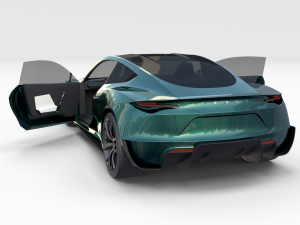 tesla roadster green with interior 3D Модель