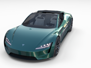 tesla roadster green with interior 3D Модель