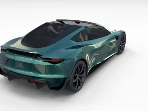 tesla roadster green with interior 3D Model