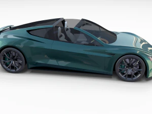 tesla roadster green with interior 3D Model