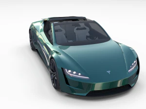 tesla roadster green with interior 3D Model