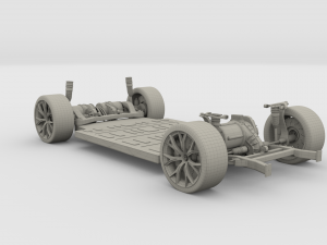 2020 tesla roadster 3 motor chassis 3D Model