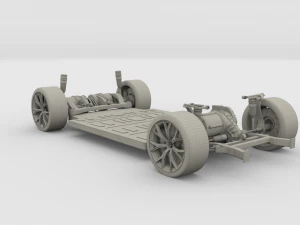 2020 tesla roadster 3 motor chassis 3D Model