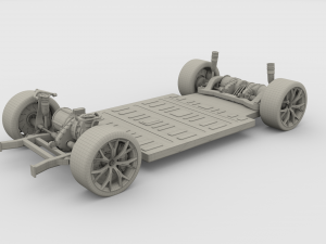 2020 tesla roadster 3 motor chassis 3D Model