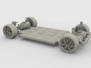 2020 tesla roadster 3 motor chassis 3D Model