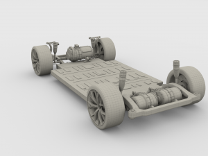2020 tesla roadster 3 motor chassis 3D Model