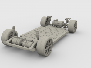 2020 tesla roadster 3 motor chassis 3D Model