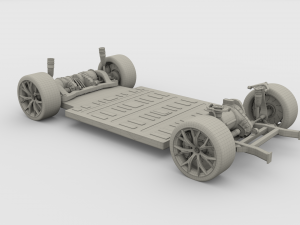 2020 tesla roadster 3 motor chassis 3D Model