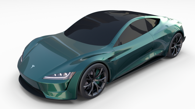 tesla roadster green 3D Model .c4d .max .obj .3ds .fbx .stl .blend 