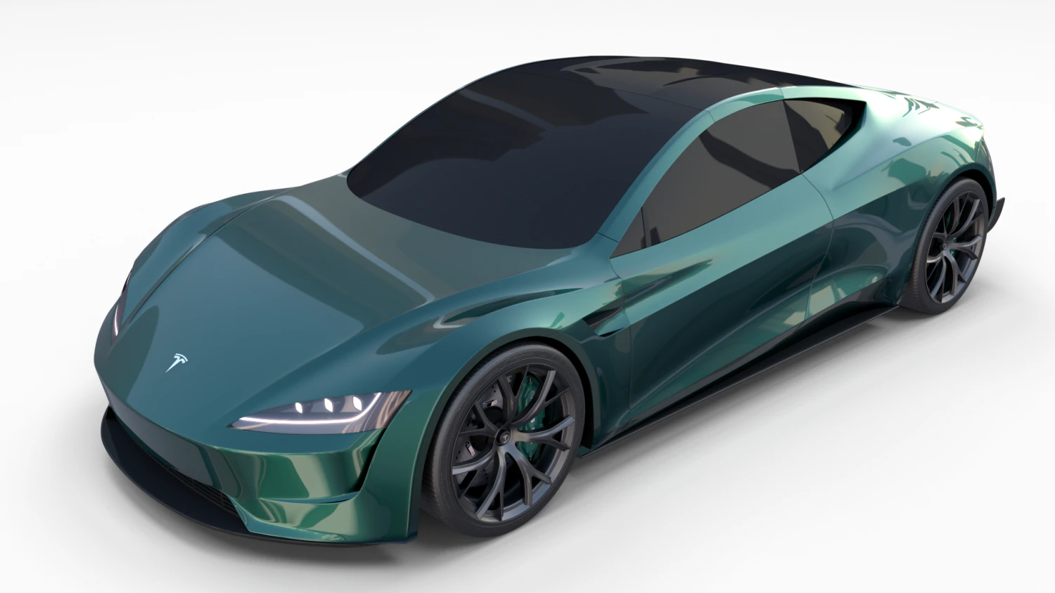 tesla roadster green 3D Model .c4d .max .obj .3ds .fbx .stl .blend 
