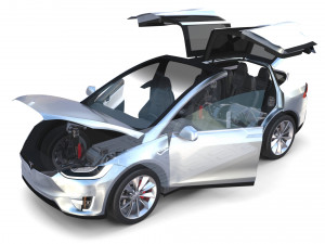 tesla roadster model s x 3 with interior and chassis 3D Model