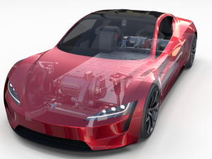 tesla roadster model s x 3 with interior and chassis 3D Model