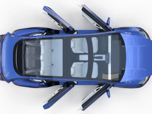 tesla roadster model s x 3 with interior and chassis 3D Model