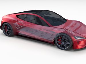 tesla roadster model s x 3 with interior and chassis 3D Model
