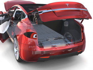 tesla roadster model s x 3 with interior and chassis 3D Model