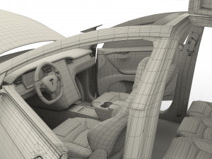 tesla roadster model s x 3 with interior and chassis 3D Model