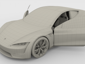 tesla roadster model s x 3 with interior and chassis 3D Model