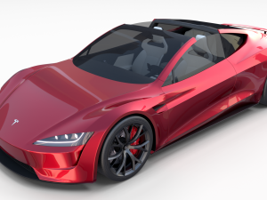 tesla roadster model s x 3 with interior and chassis 3D Model